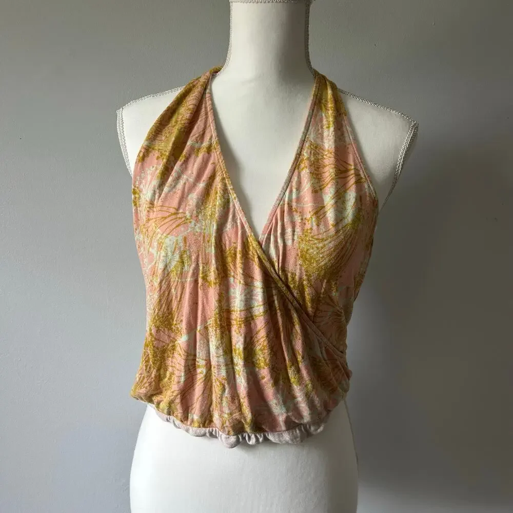 Kimchi Blue Pastel Halter Tie Top Summer Beach Vacation Size Medium - Picture 2 of 7